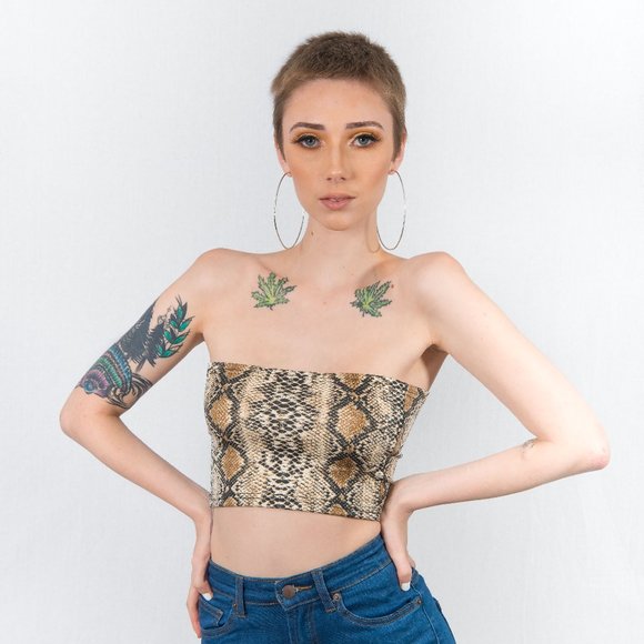 Tube Top With Snake Print, Bandeau style top for festival - Picture 1 of 3